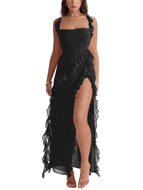 Ruffle jurk-Elegante Lange Zomer Jurk
