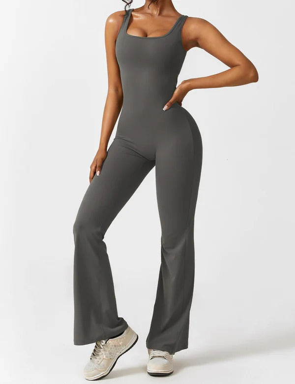 Flared jumpsuit-V-rug