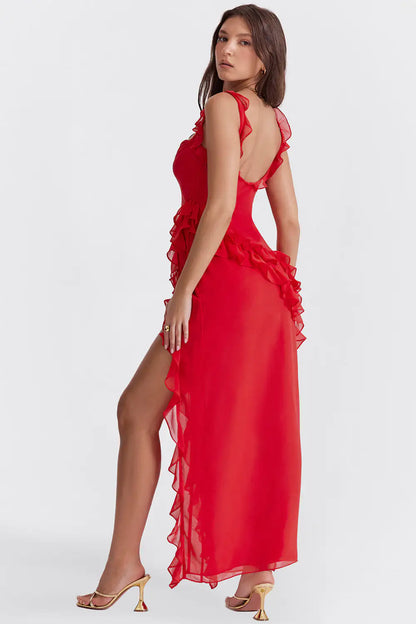 Ruffle jurk-Elegante Lange Zomer Jurk