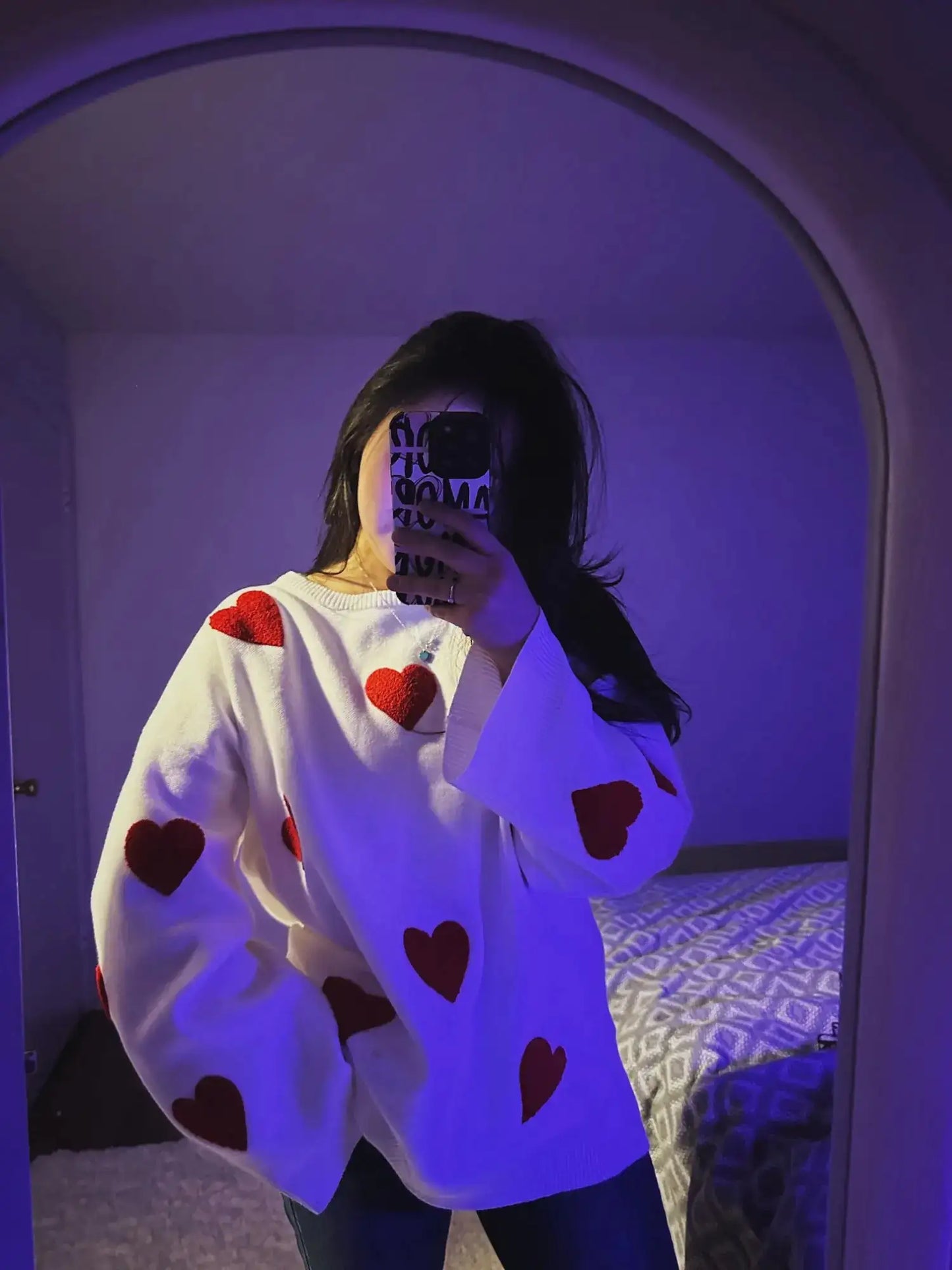 Oversized Dames trui met hartjes