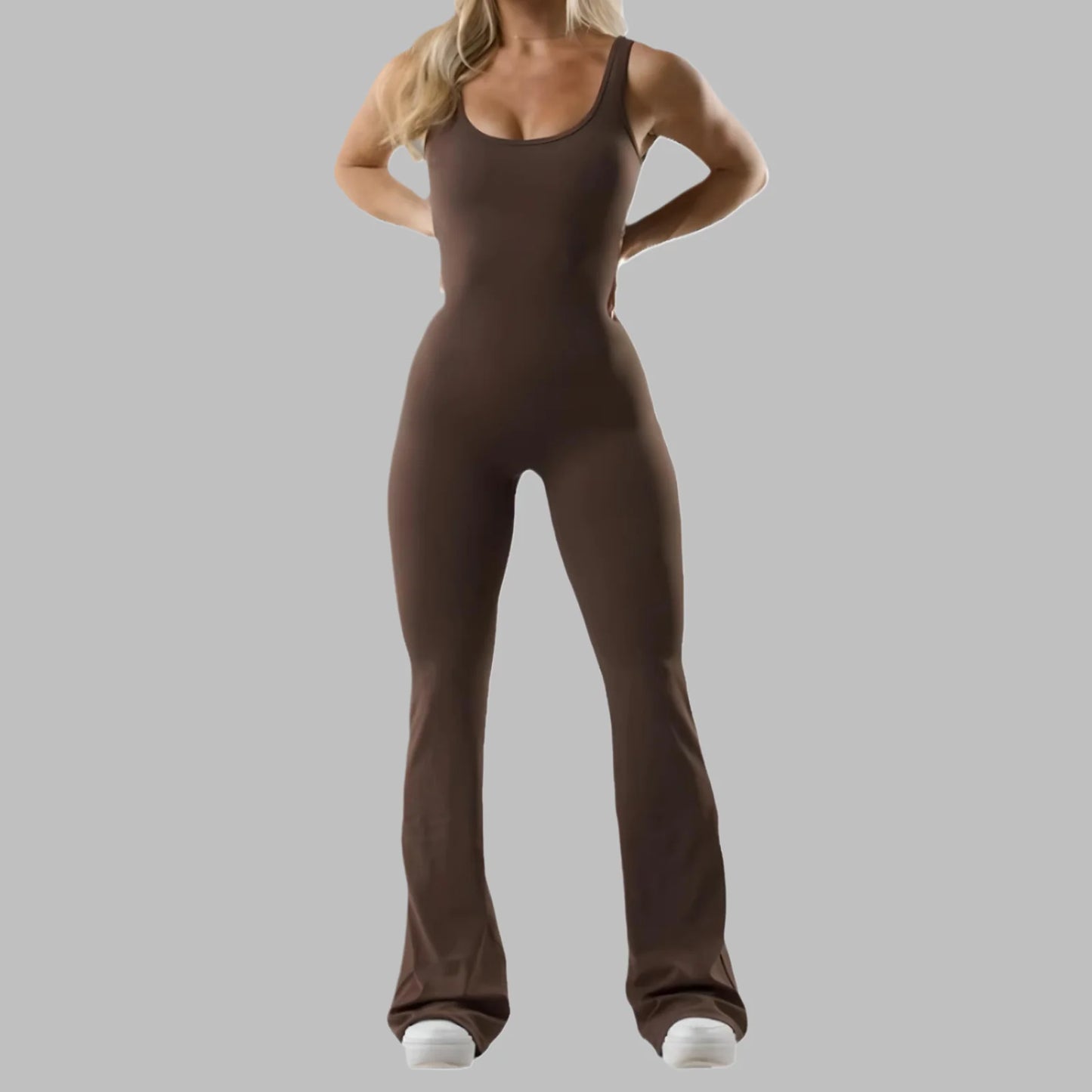 Flared jumpsuit-V-rug