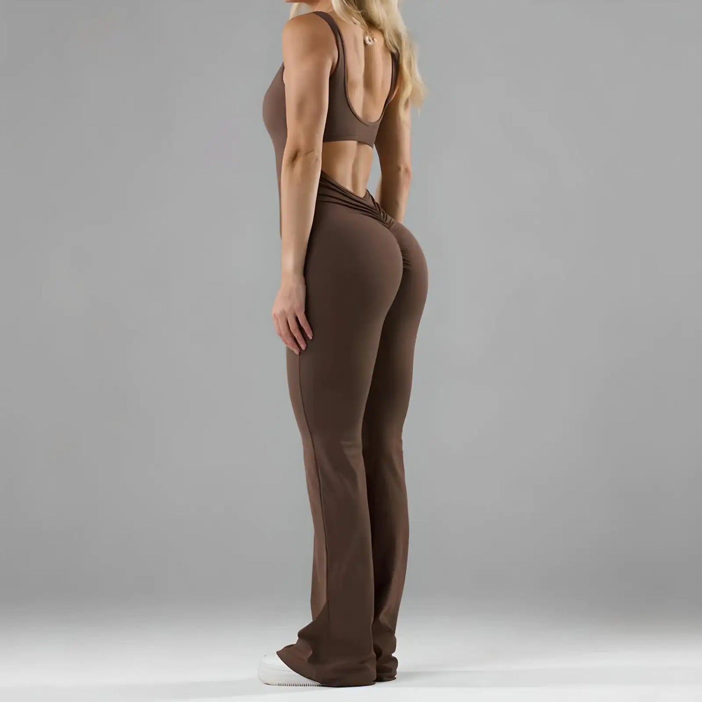 Flared jumpsuit-V-rug